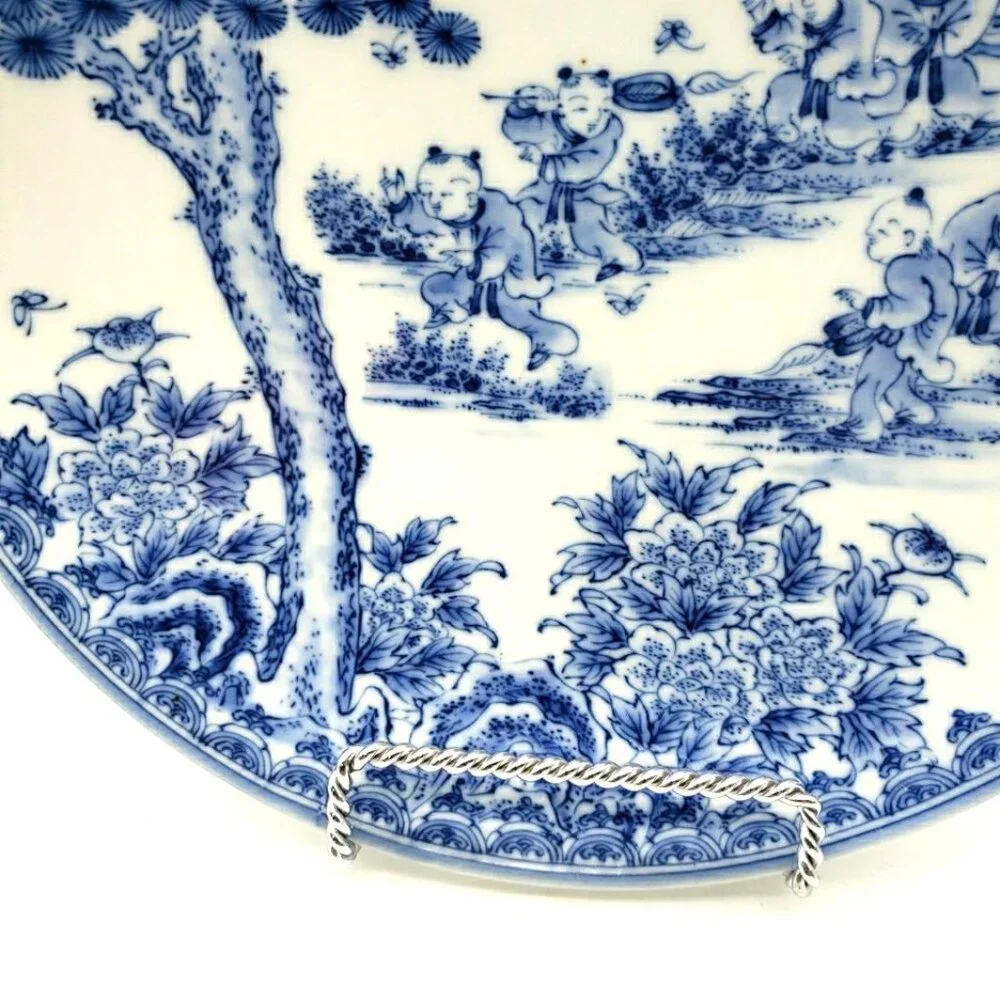 Vintage Japanese Nabeshima-Style Plate Blue & White Hizen Mark – 9.75